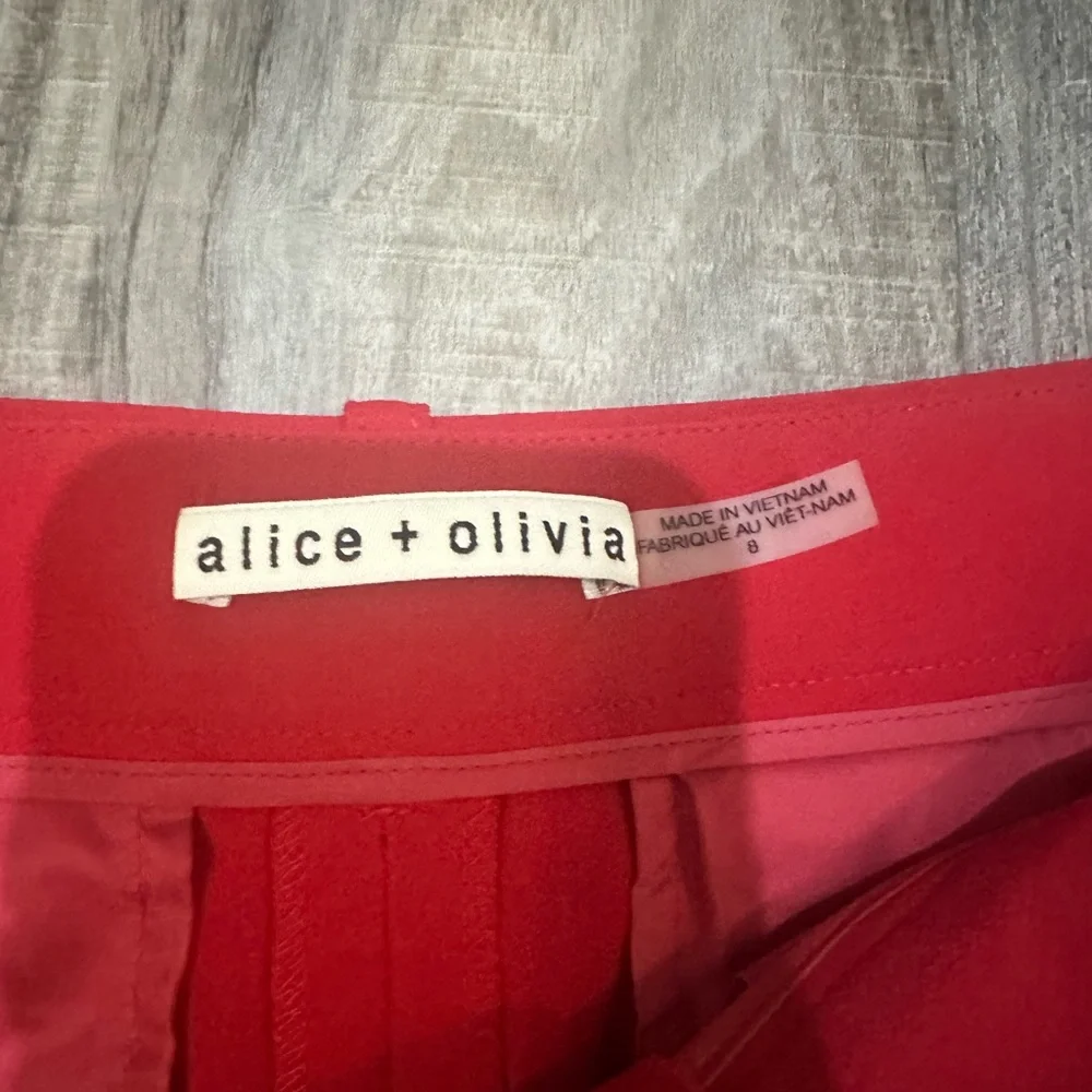 Alice + Olivia Bold Red Wide-Leg Pants 8 - Picture 6 of 8
